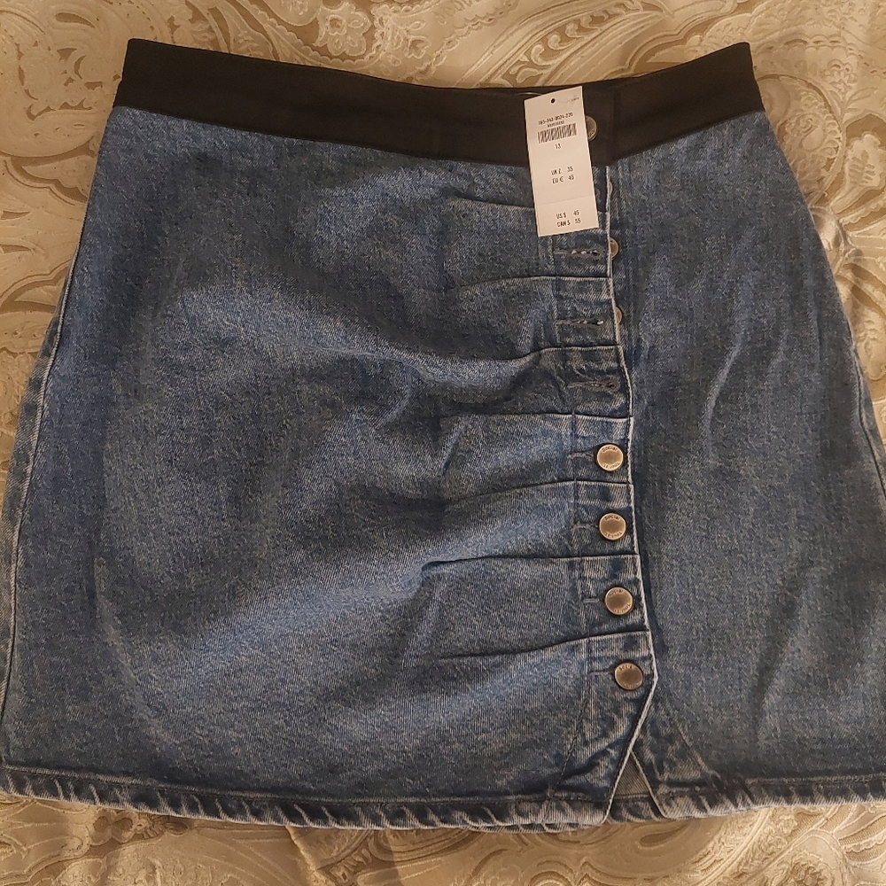 Project Social T Blue Pleated A-Line Mini Skirt